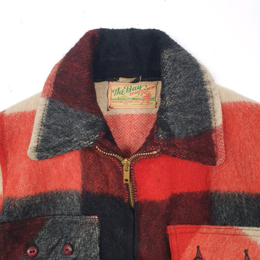 Womens Red The Bay Sportswear Vintage 1950s Plaid Mackinaw Shacket  Coat