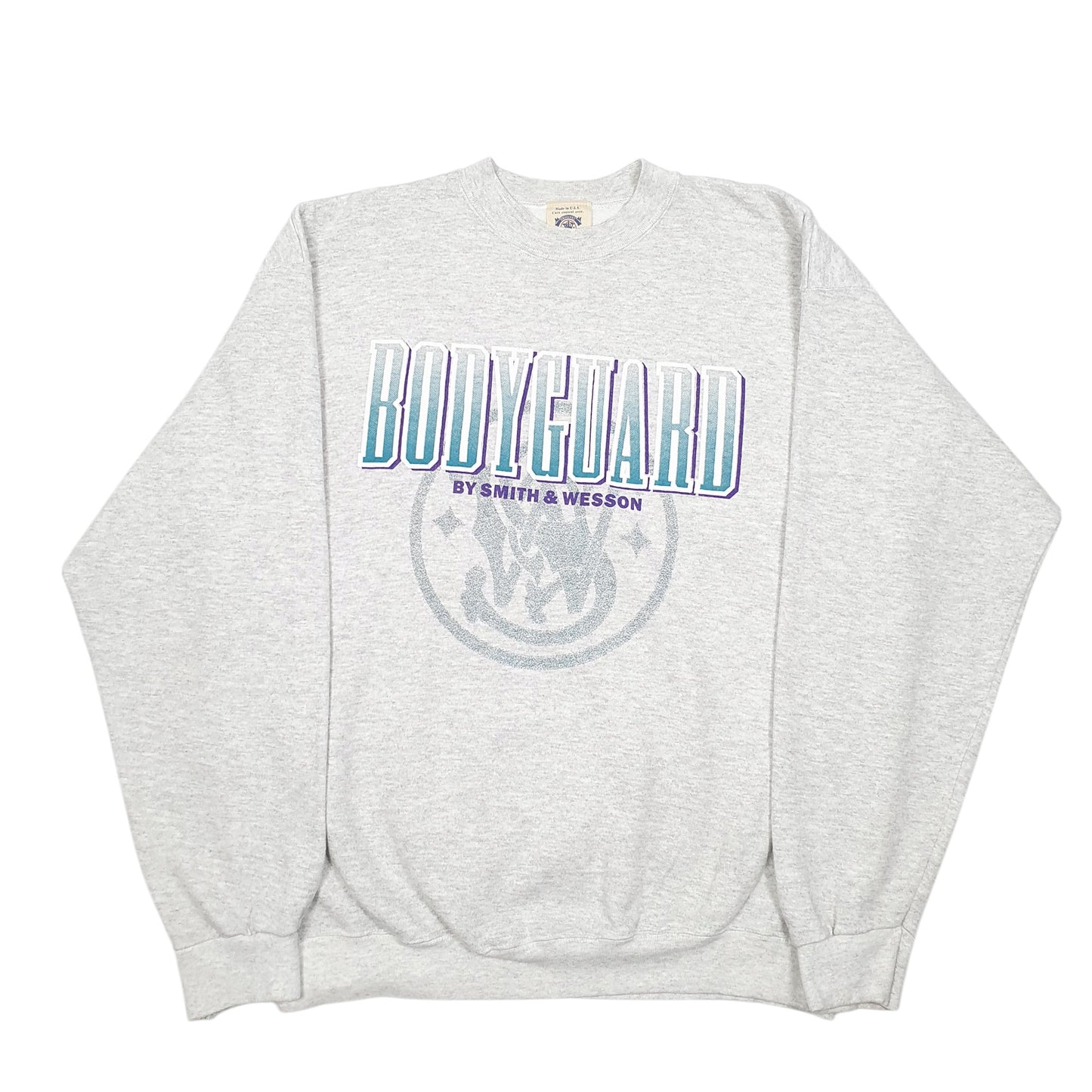 Mens Grey Smith & Wesson Vintage 90s Made In USA Bodyguard Spellout Crewneck Jumper