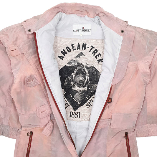 Mens Pink Cerruti Sport Vintage 90s Padded Ski Suit  Coat