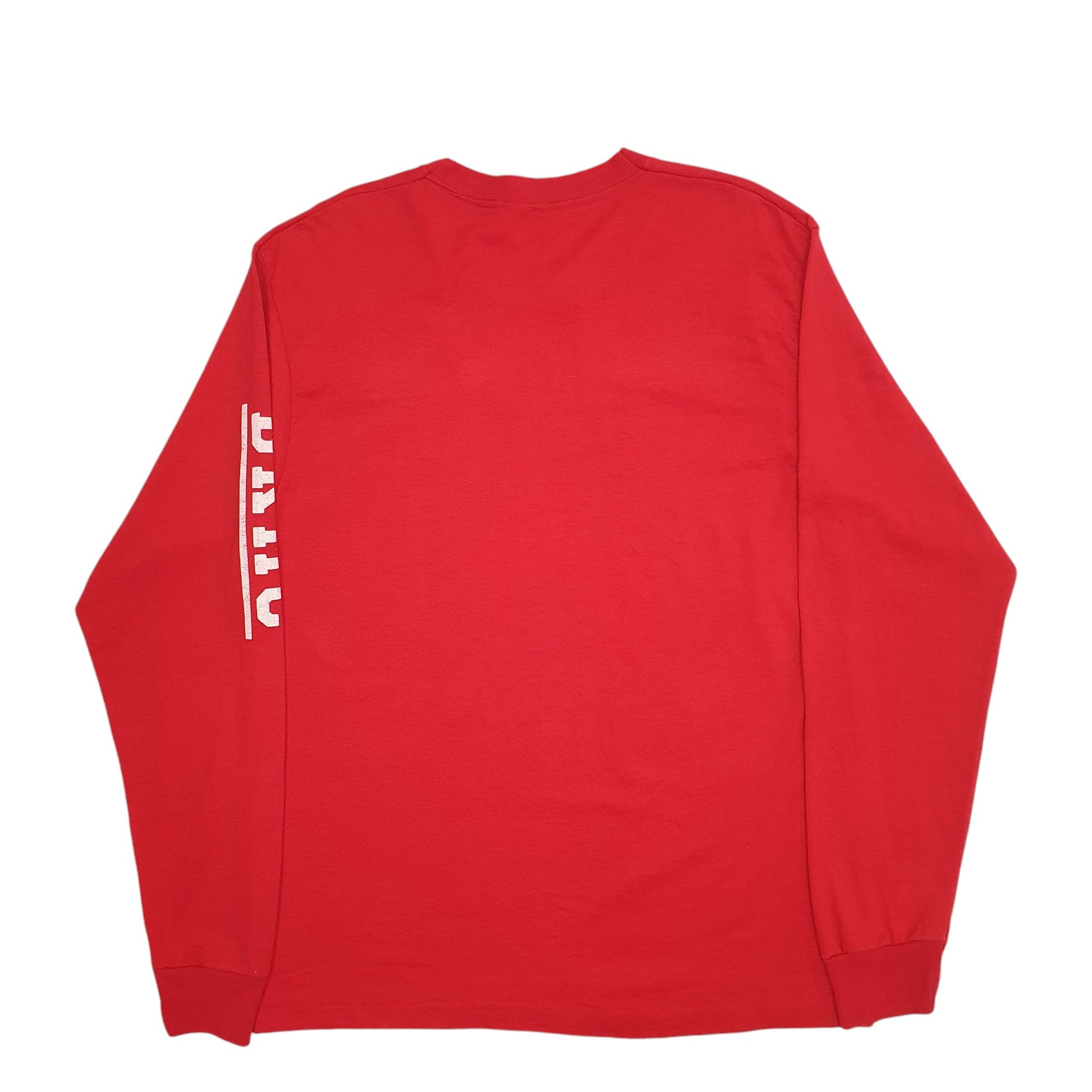 Mens Red Unbranded Single Stitch Vintage 90s Fitness Wellness Long Sleeve T Shirt