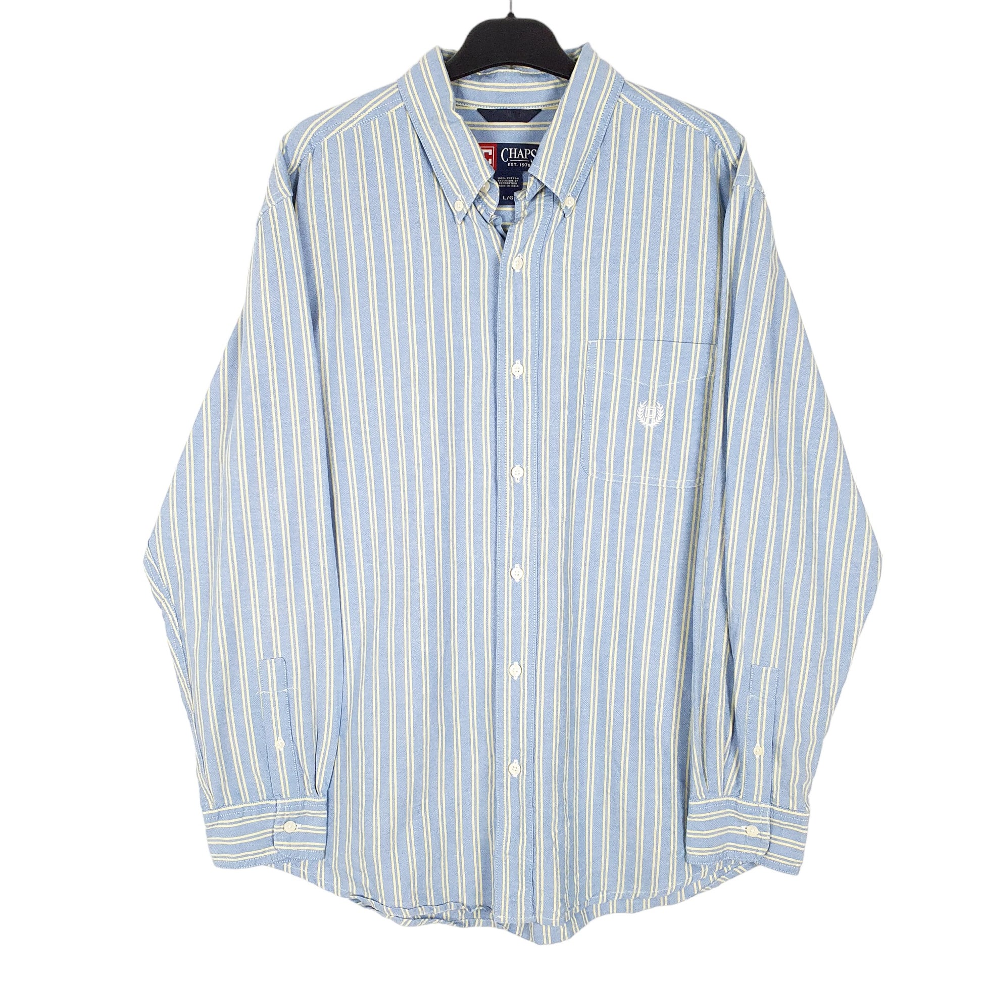 Mens Blue Chaps Oxford Long Sleeve Shirt
