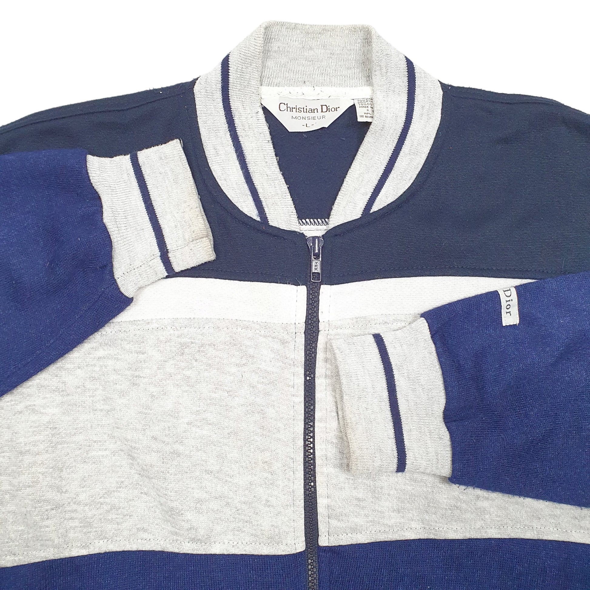 Mens Grey Christian Dior Vintage Sweat Monsieur Designer Full Zip Jumper