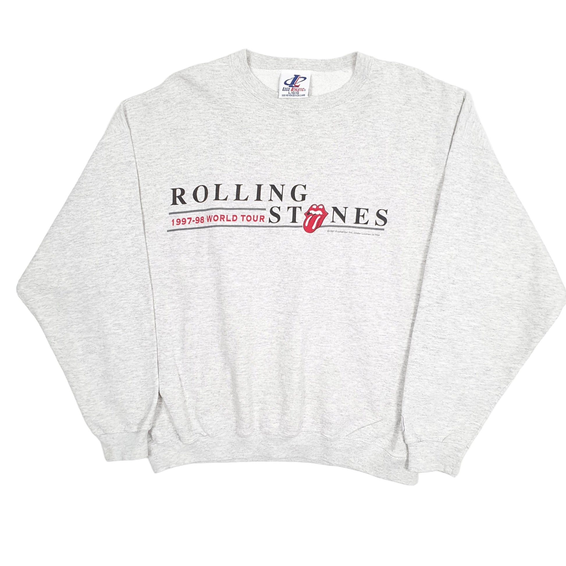 Mens Grey Logo Athletic Rolling Stones 1997 1998 World Tour Original Made In USA Crewneck Jumper