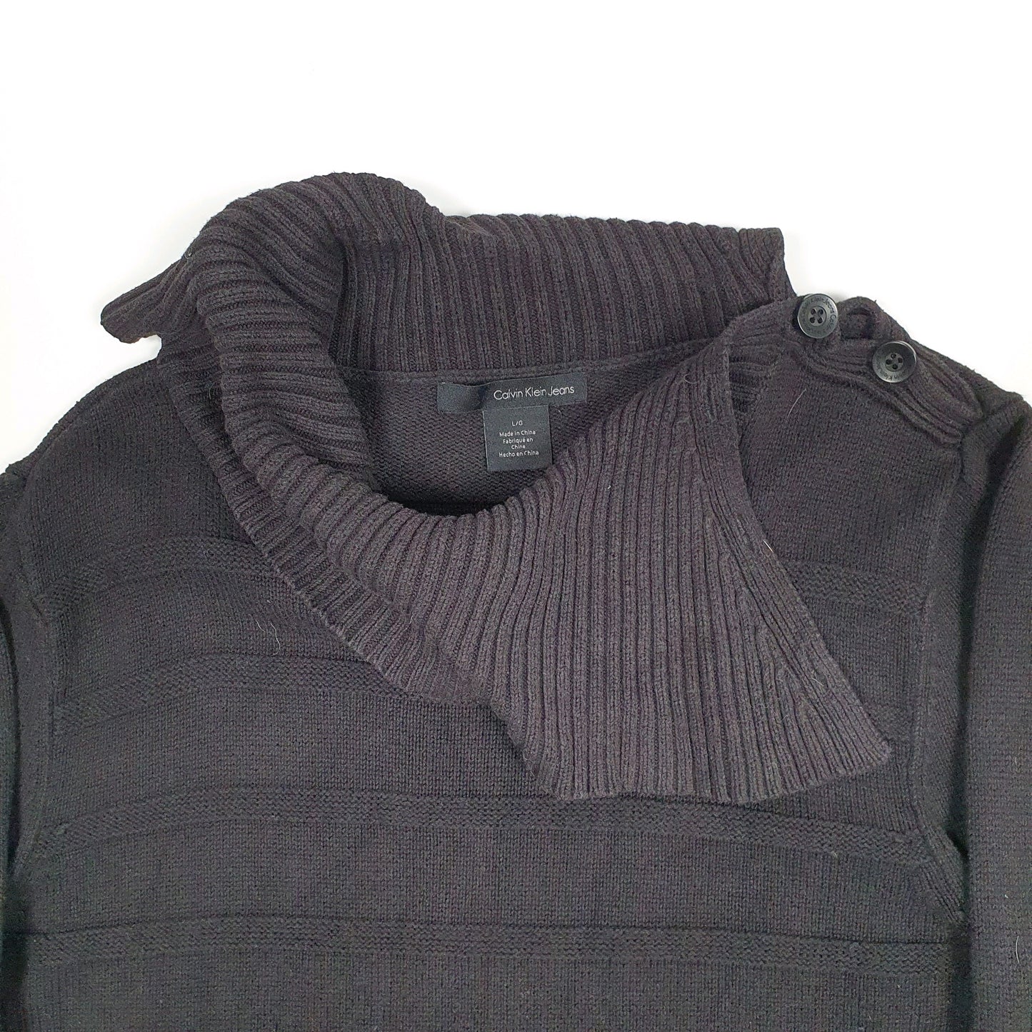 Womens Black Calvin Klein Turtle Knit Shoal Neck Jumper