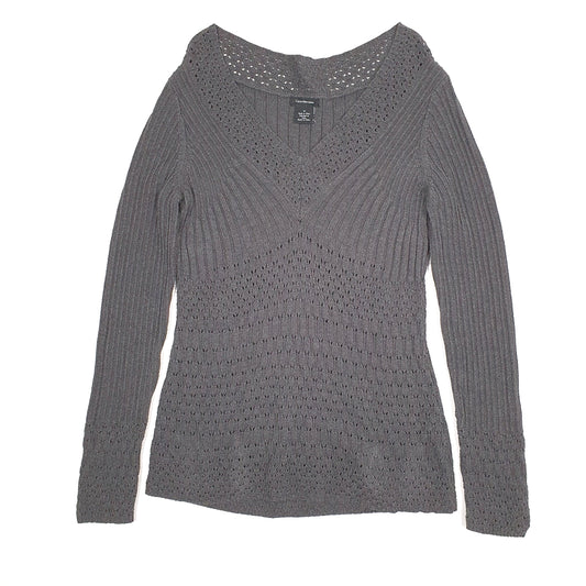 Womens Grey Calvin Klein Knit Blouse V Neck Jumper