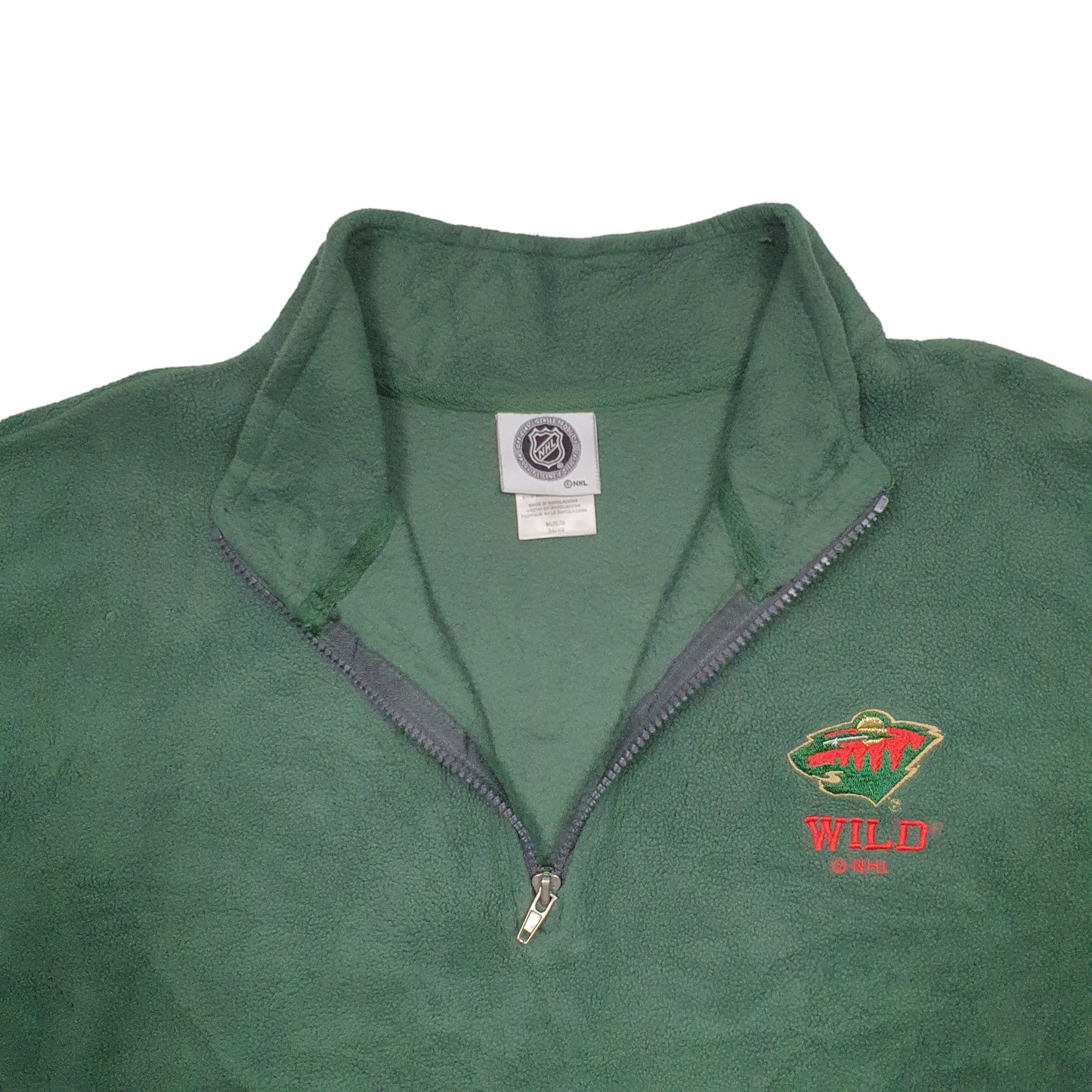 Mens Green NHL Minnesota Wild Hockey Quarter Zip Jumper