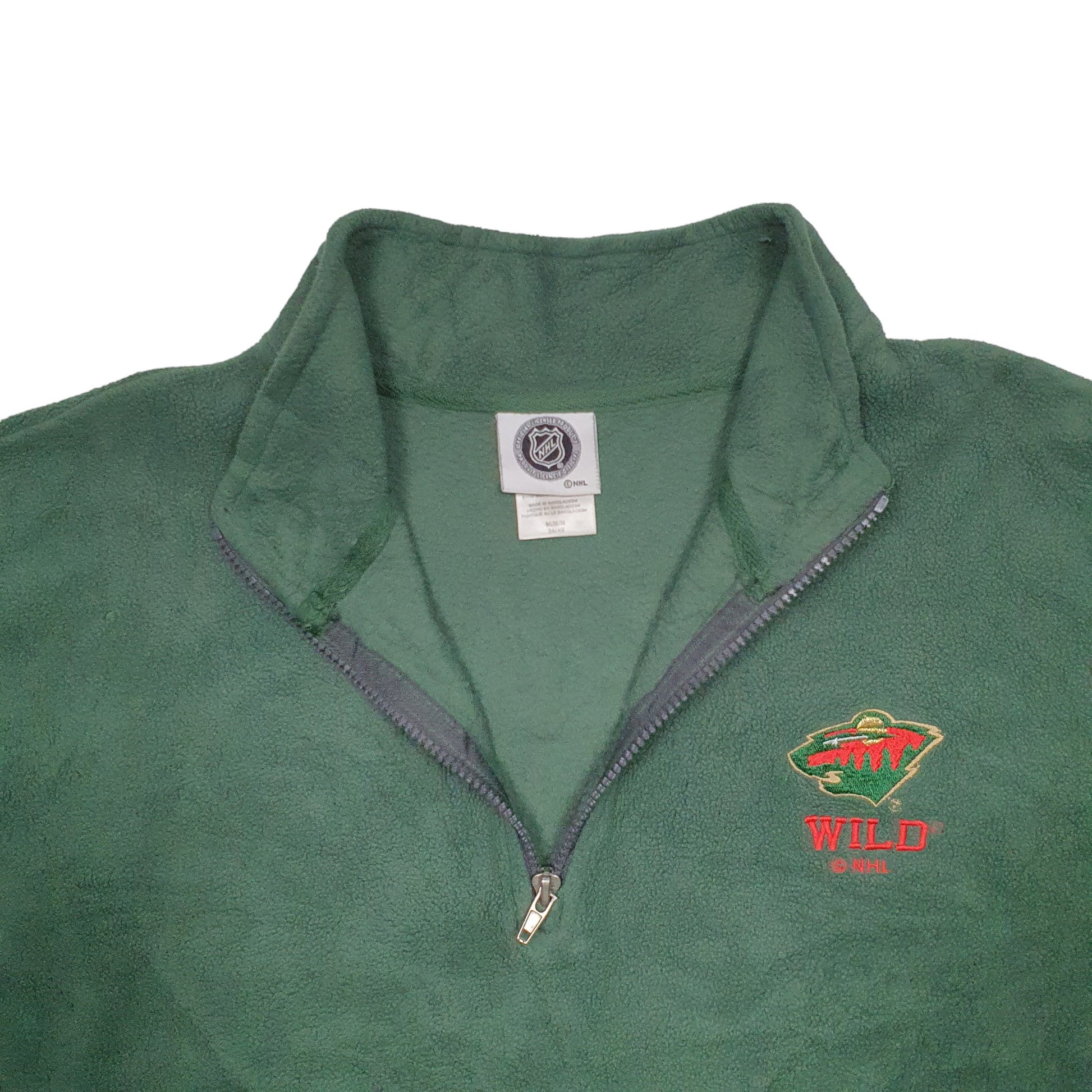 Mens Green NHL Minnesota Wild Hockey Quarter Zip Jumper