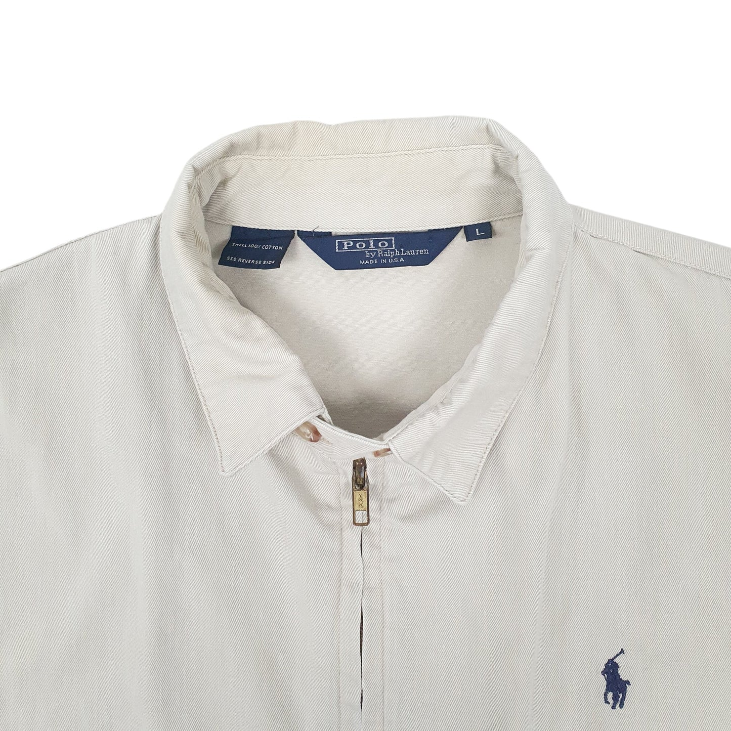 Mens Cream Polo Ralph Lauren Vintage 1980s Made in USA Crewneck Coat