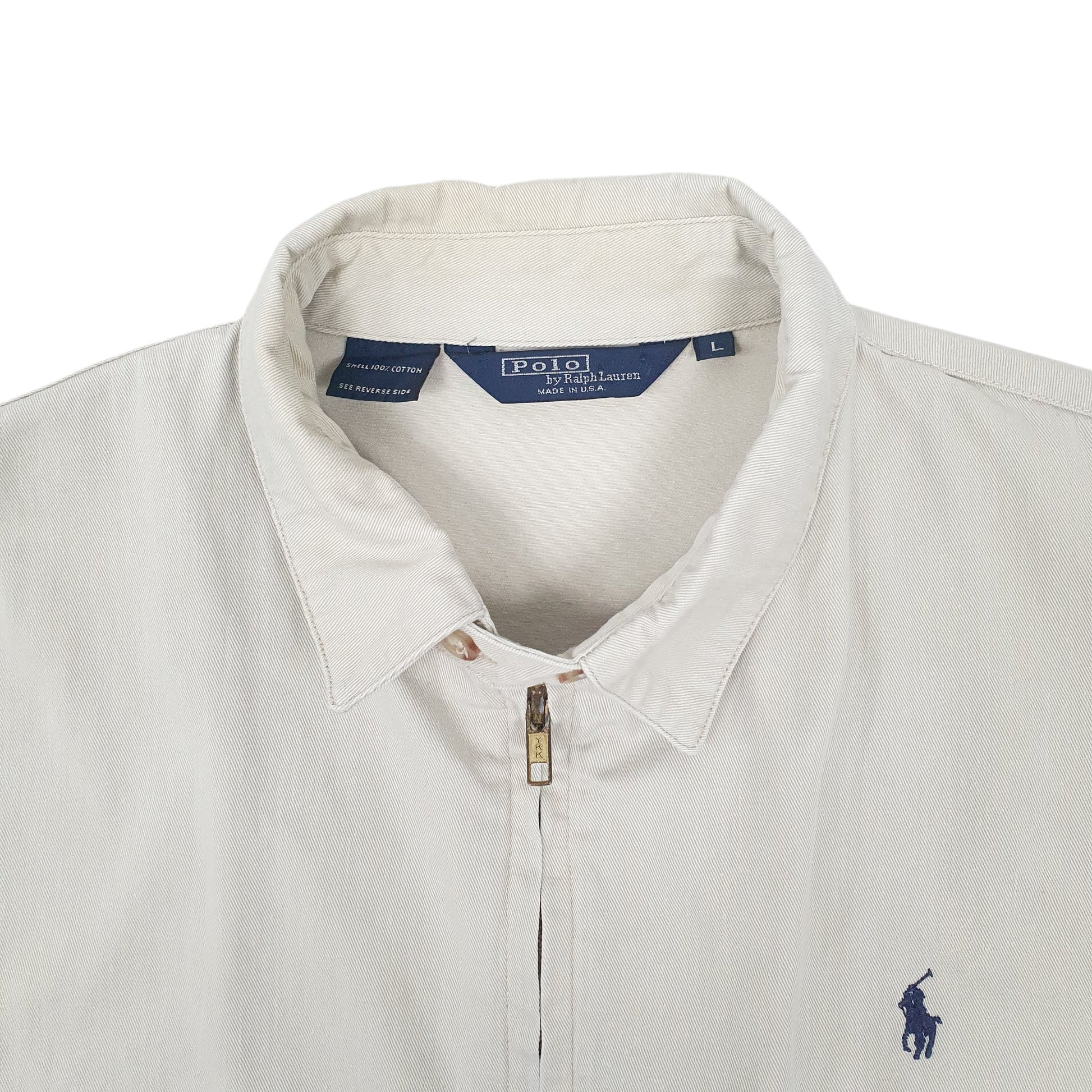 Mens Cream Polo Ralph Lauren Vintage 1980s Made in USA Crewneck Coat