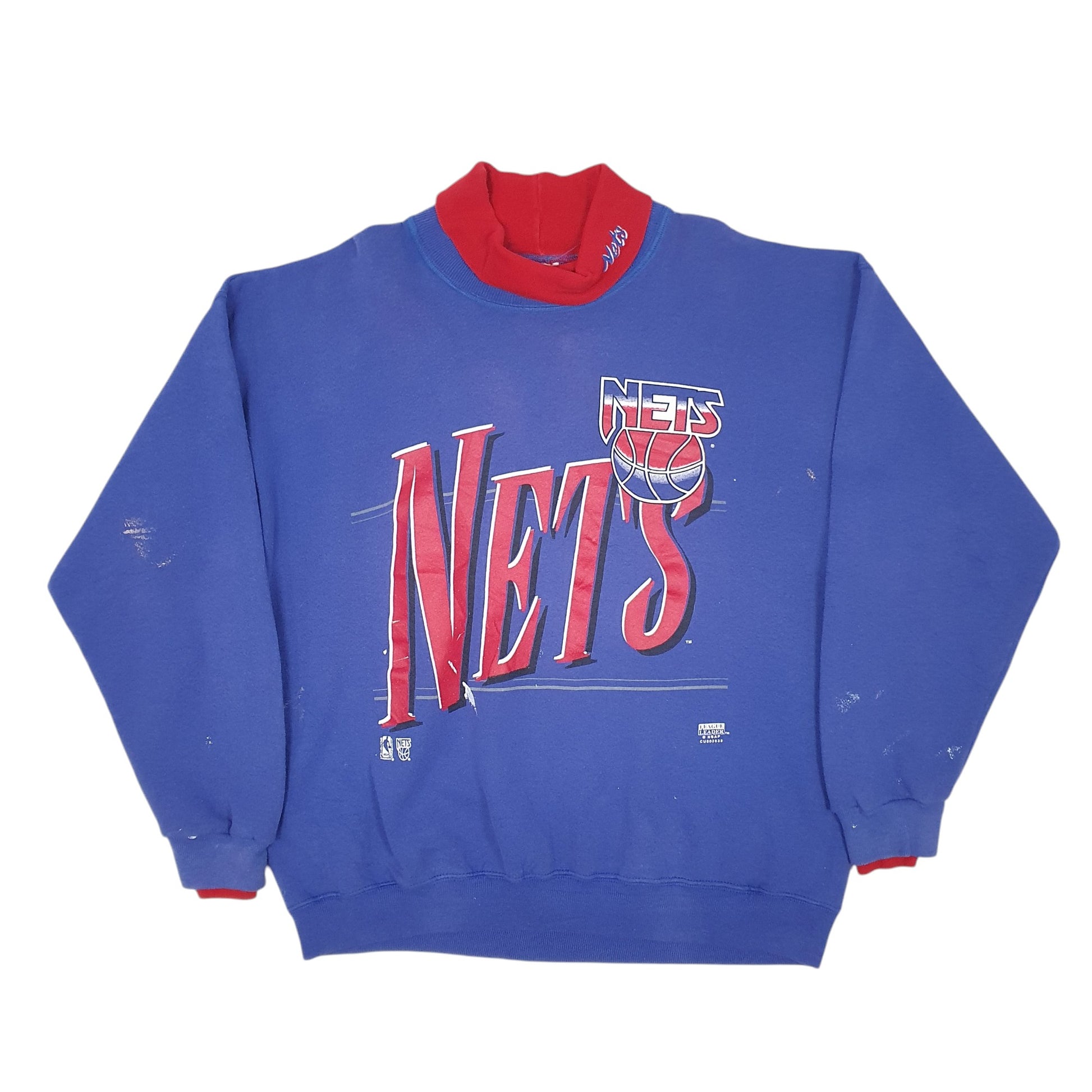 Mens Blue League Leader New Jersey Nets Crewneck Jumper