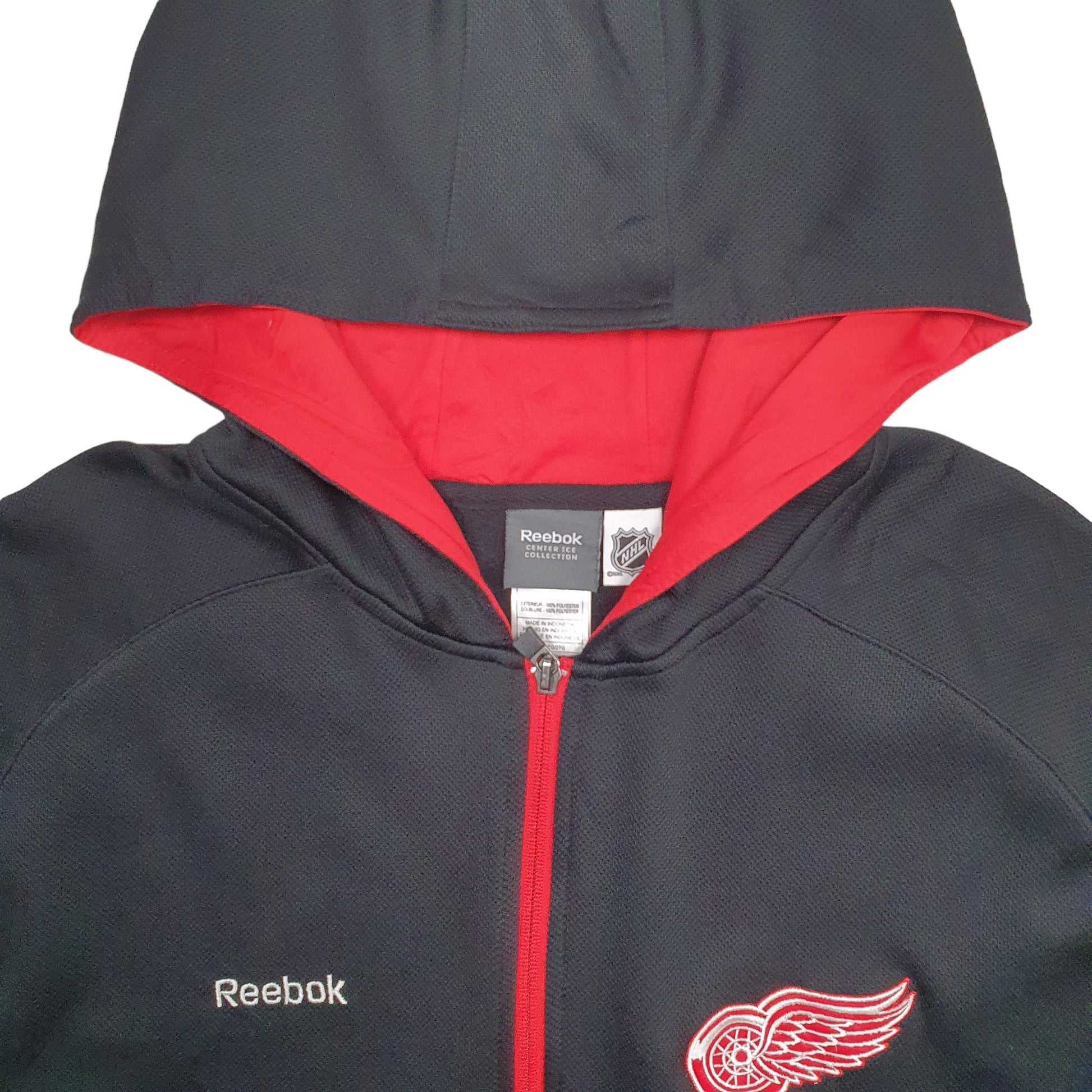 Mens Black Reebok NHL Hockey Full Zip Jumper