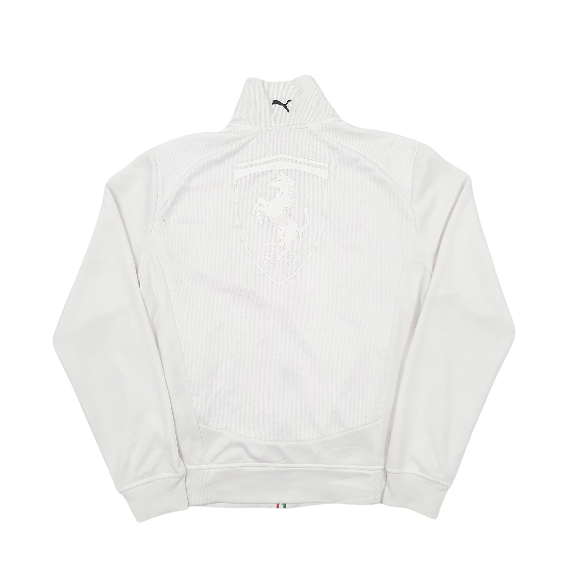 Mens White Puma Ferrari Full Zip Jumper