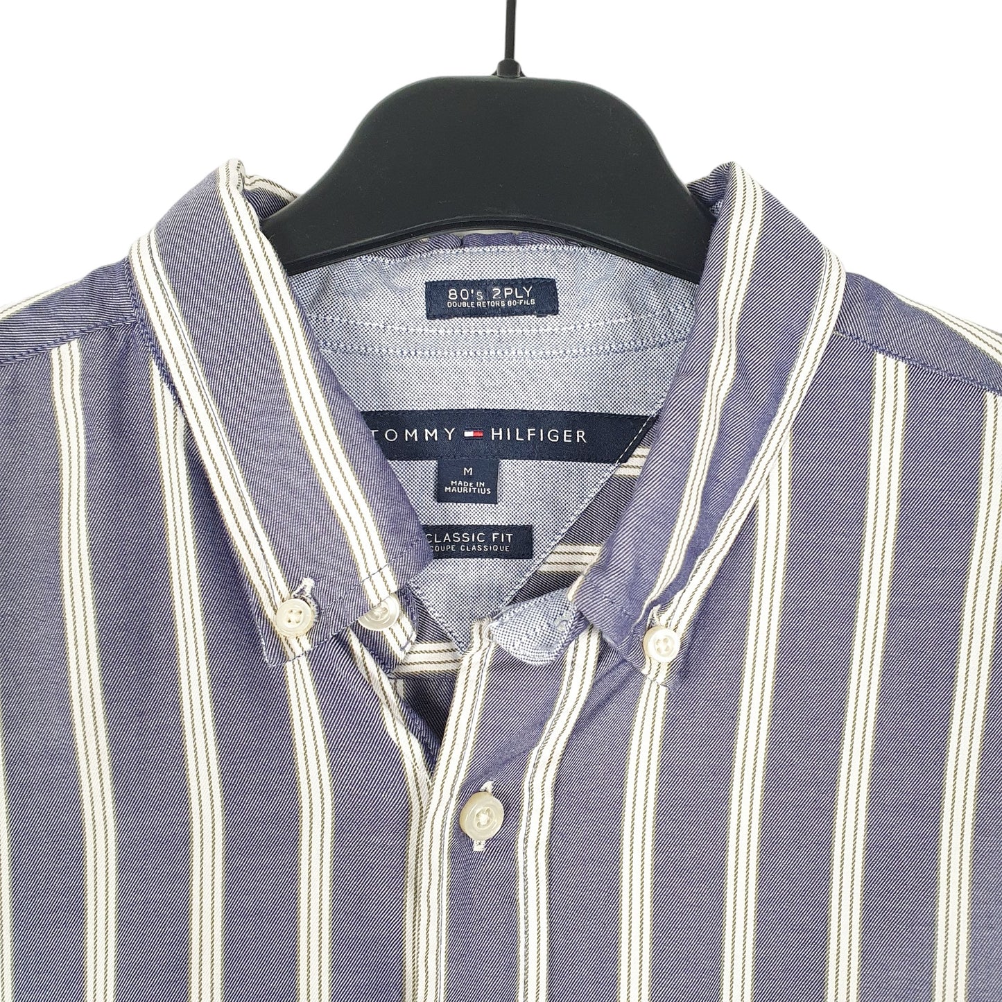 Mens Blue Tommy Hilfiger 80s 2Ply Long Sleeve Shirt