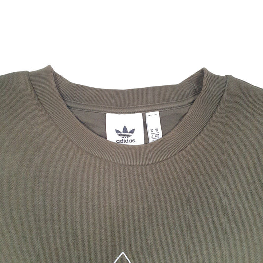 Mens Khaki Adidas Spellout Logo Crewneck Jumper