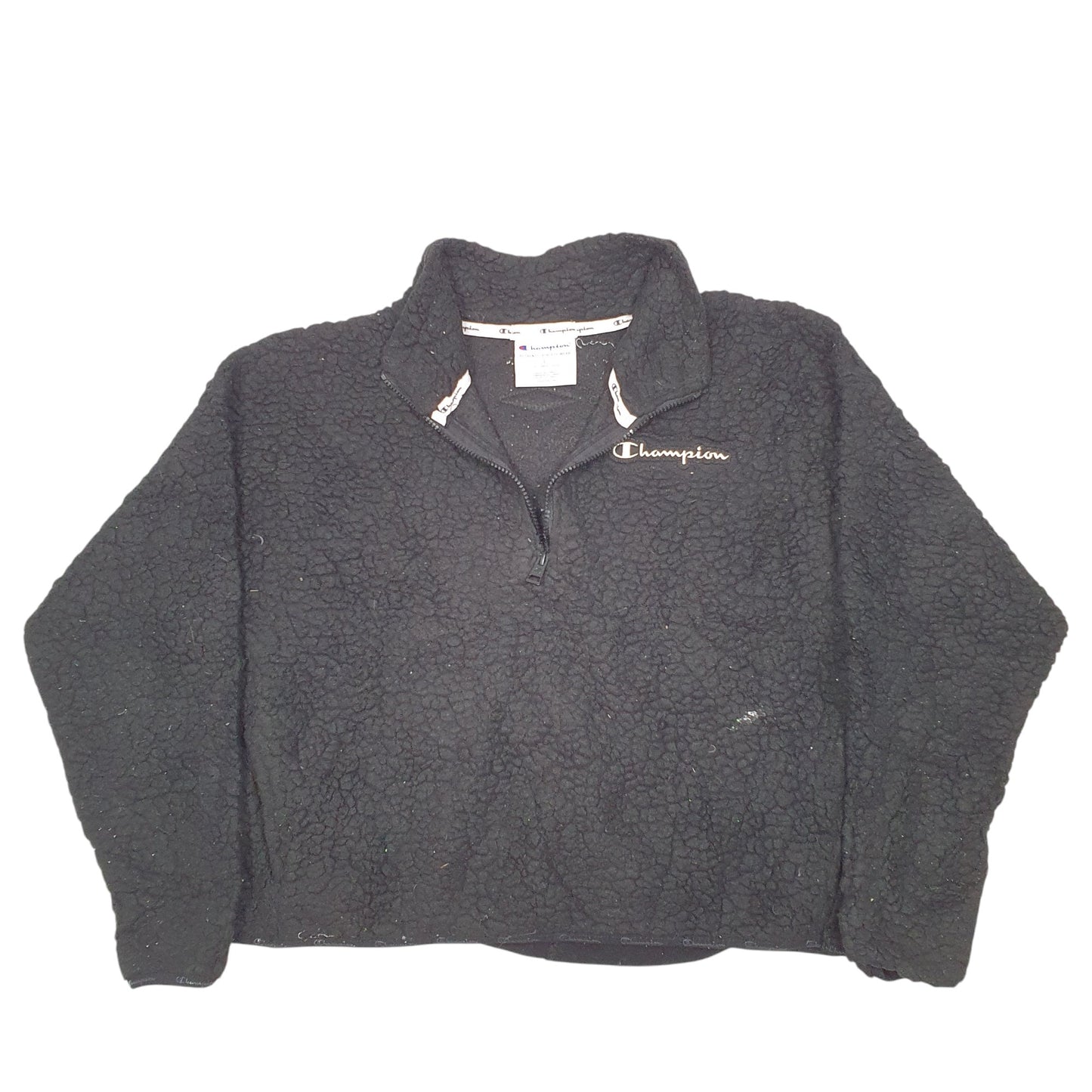 Womens Black Champion Cropped Quarter Zip Jumper