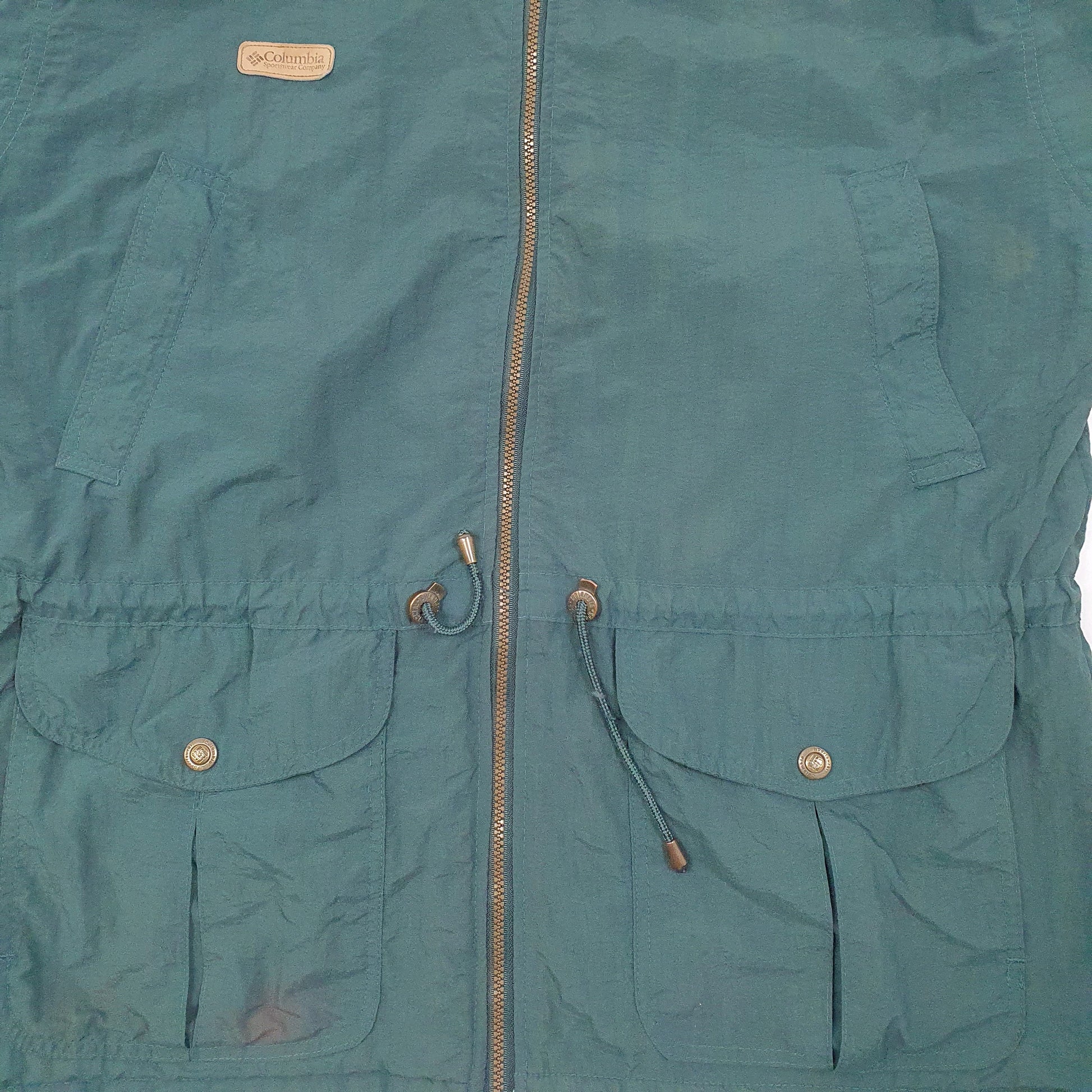 Mens Green Columbia Sportswear Company Vintage 90s Full Zip Coat