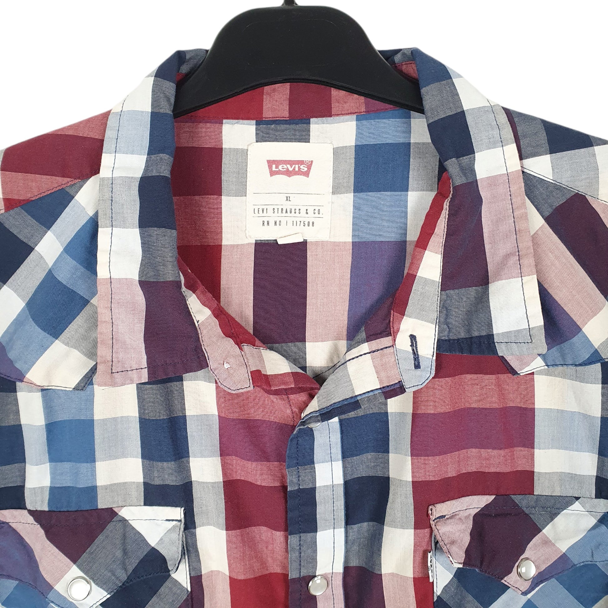 Mens Burgundy Levis Western Cowboy Pearl Snap Long Sleeve Shirt