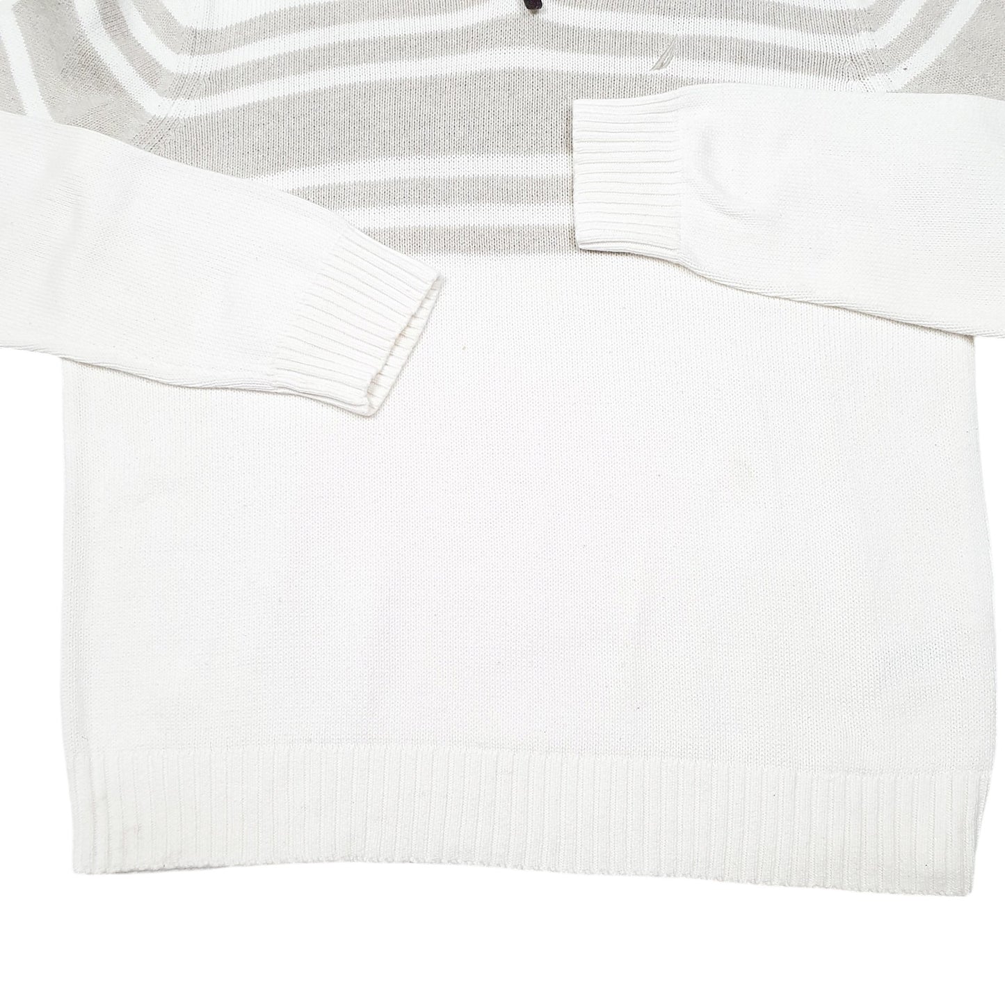 Mens Cream Nautica Knit Striped Quarter Zip Jumper