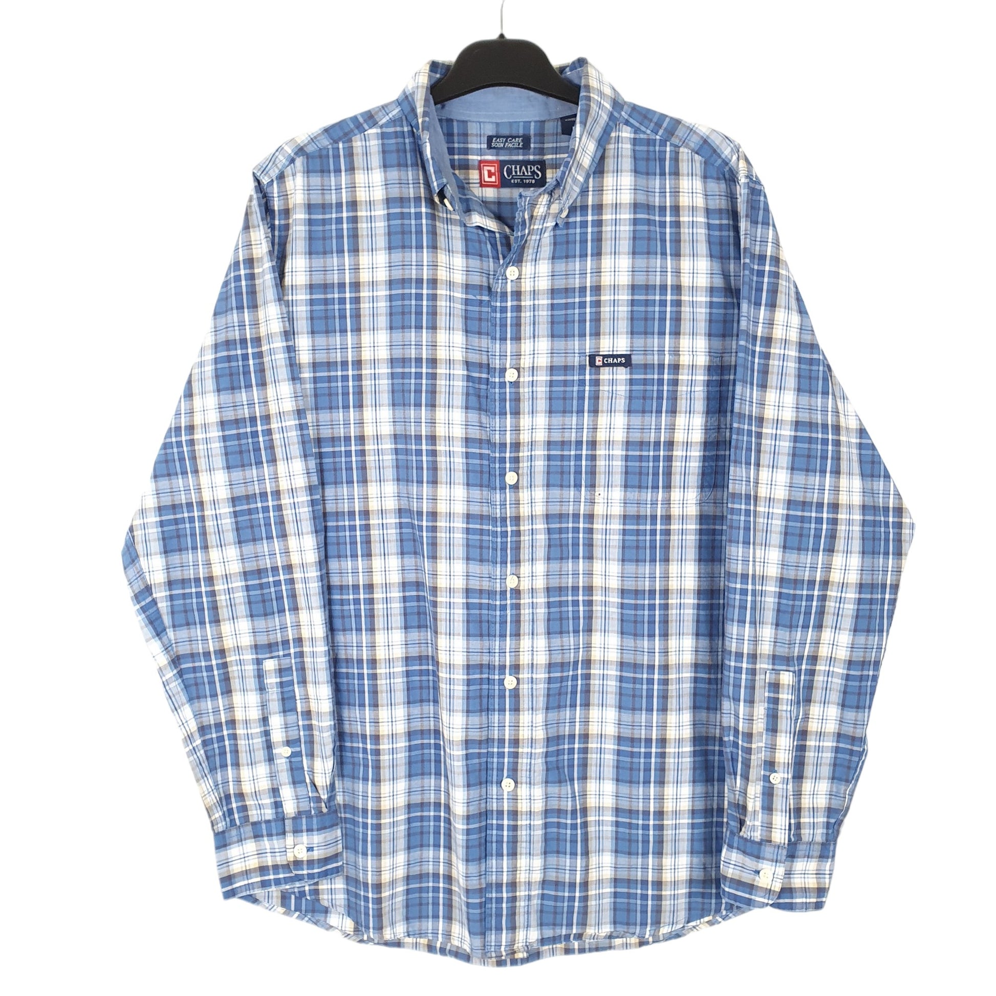 Mens Blue Chaps  Long Sleeve Shirt