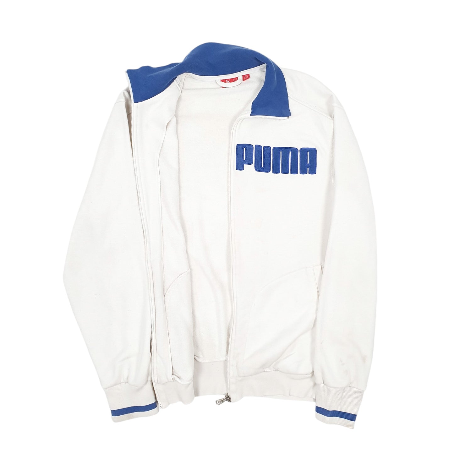 Mens White Puma Spellout Full Zip Jumper