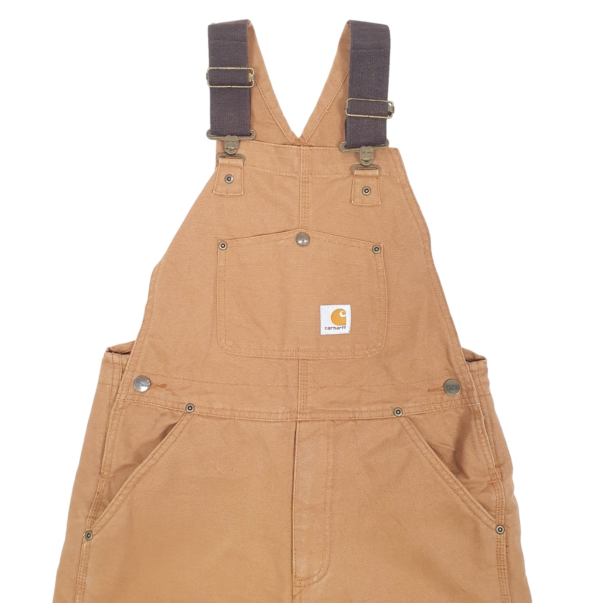Womens Tan Carhartt Carpenter Double Knee Insulated Thermal Dungaree Trousers