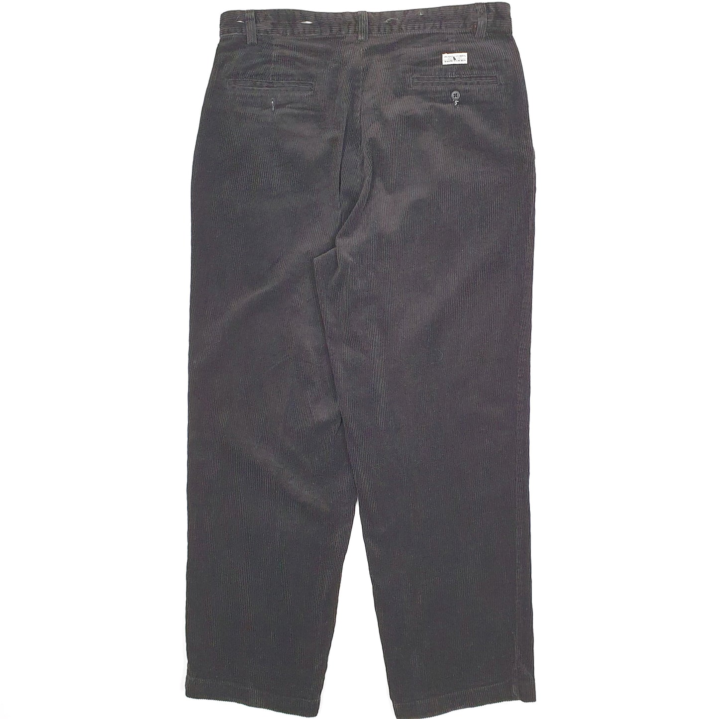 Mens Black Polo Ralph Lauren Double Pleated Vintage 1980s 90s Made In USA Corduroy Trousers
