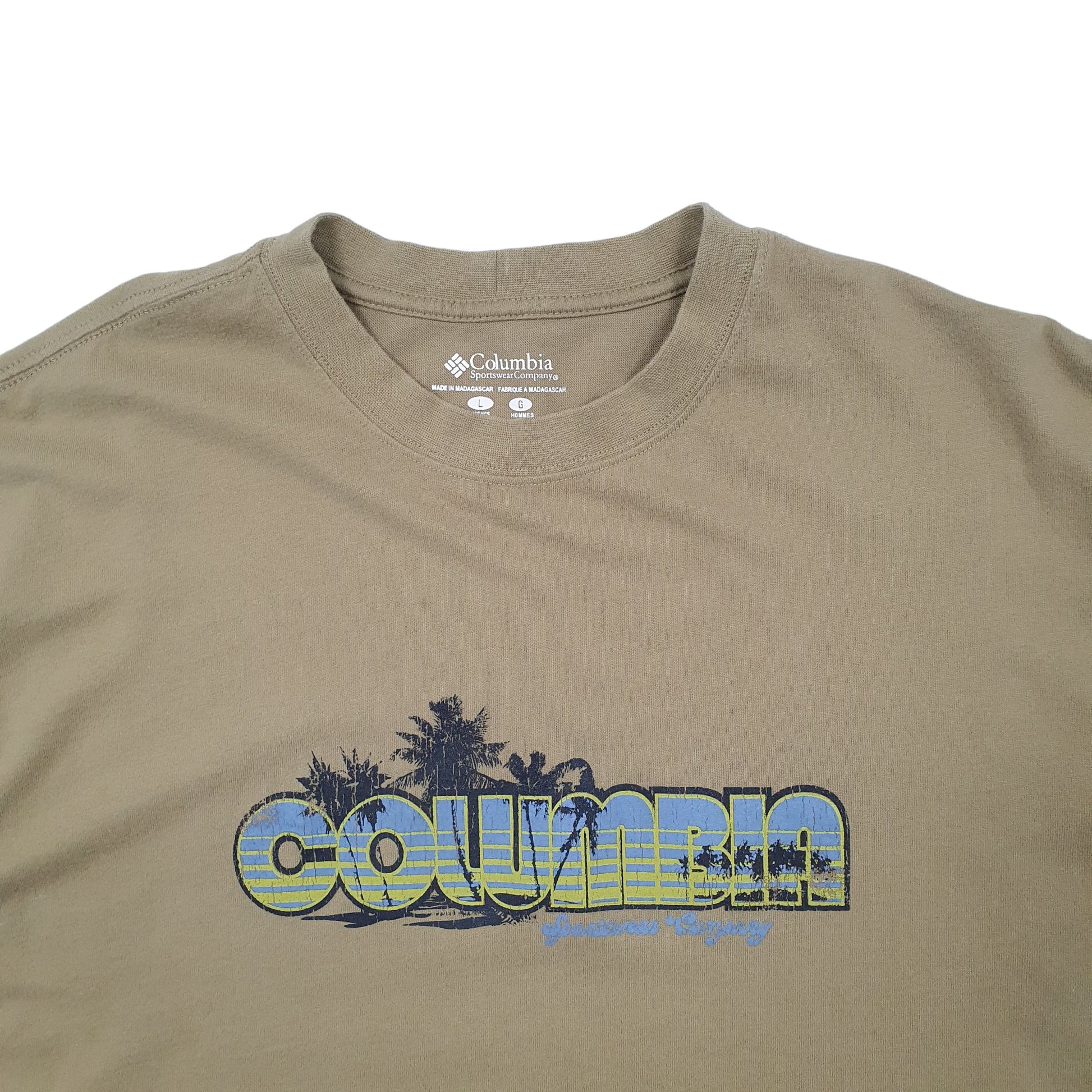 Mens Khaki Columbia Sportswear  Short Sleeve T Shirt