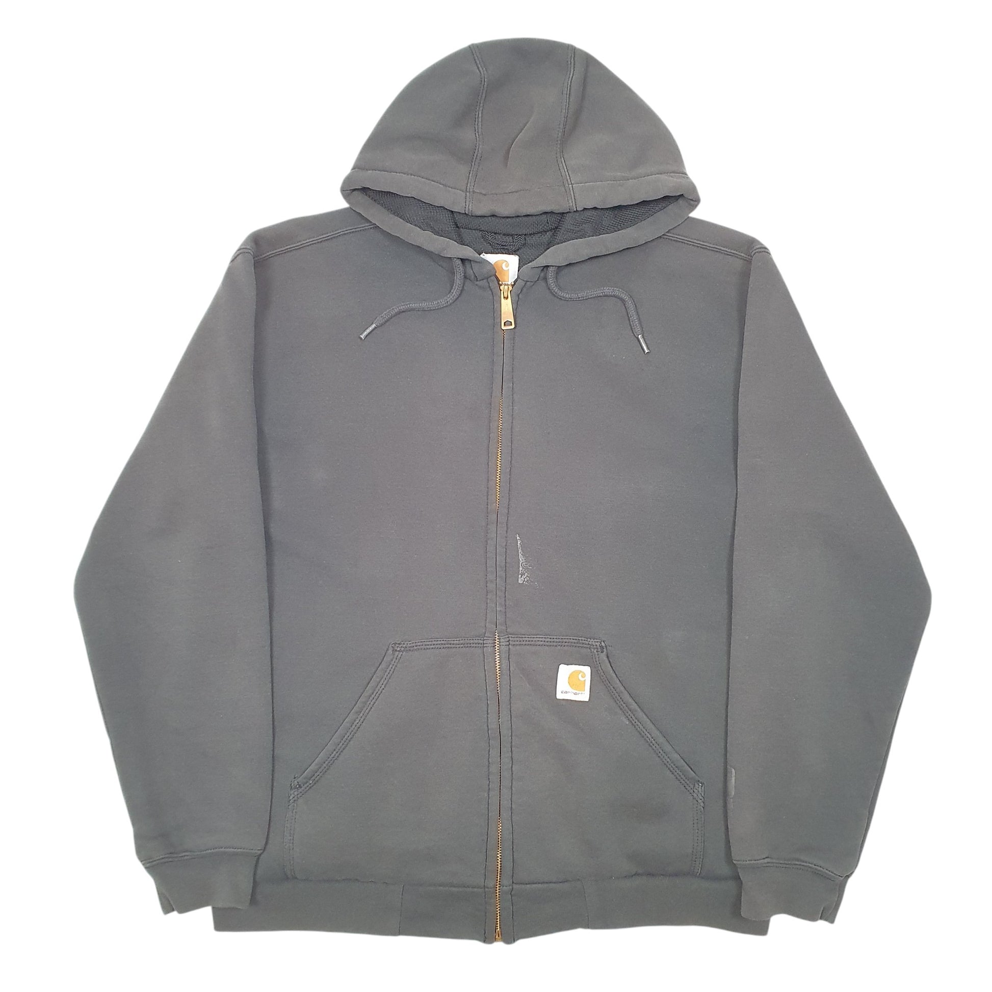 Mens Black Carhartt Hoodie Workwear Thermal Lined Full Zip Jumper