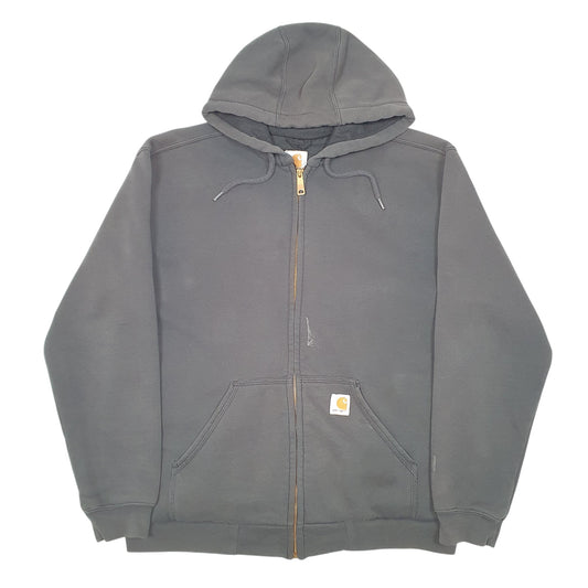 Mens Black Carhartt Hoodie Workwear Thermal Lined Full Zip Jumper