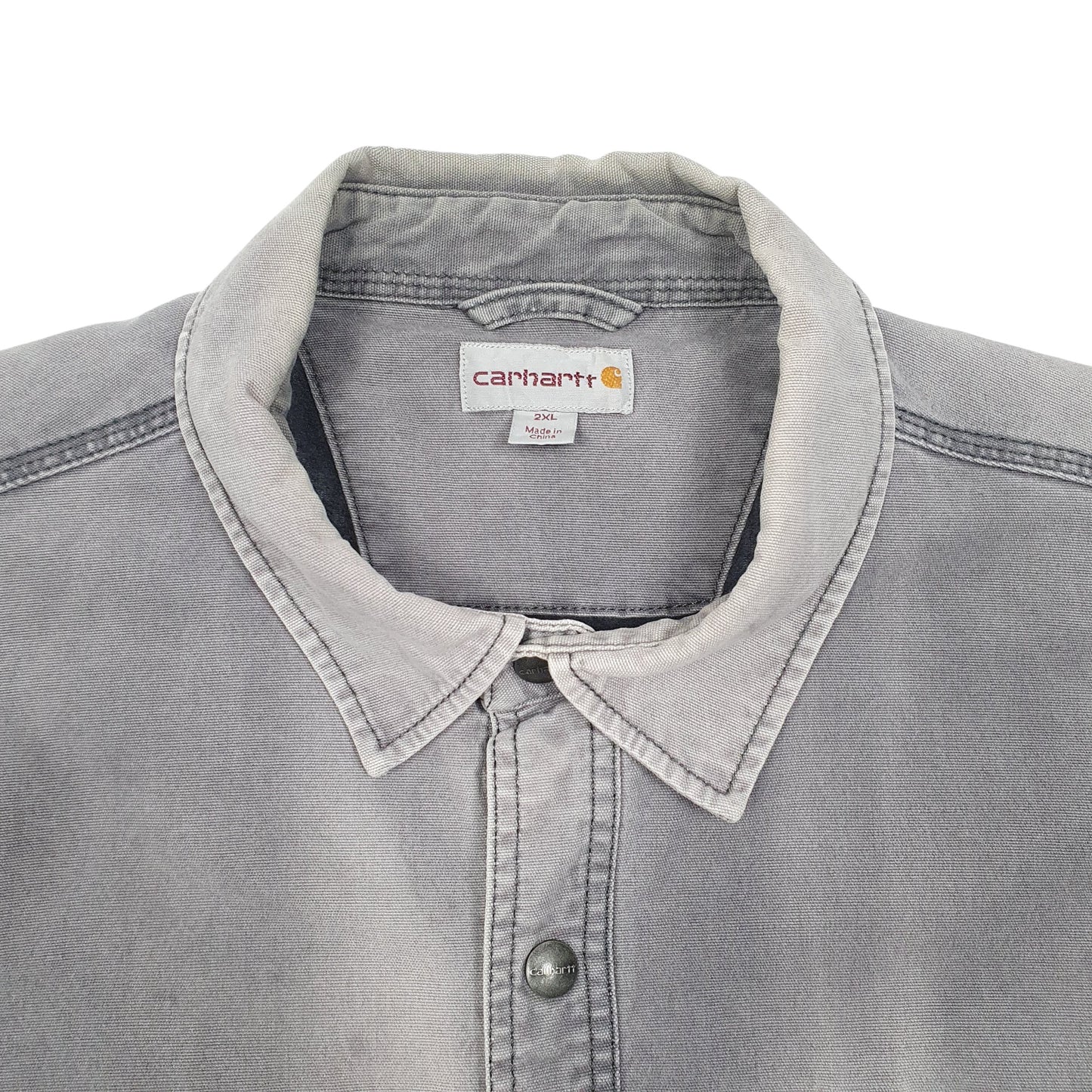 Mens Grey Carhartt Overshirt Shacket Lined Crewneck Coat