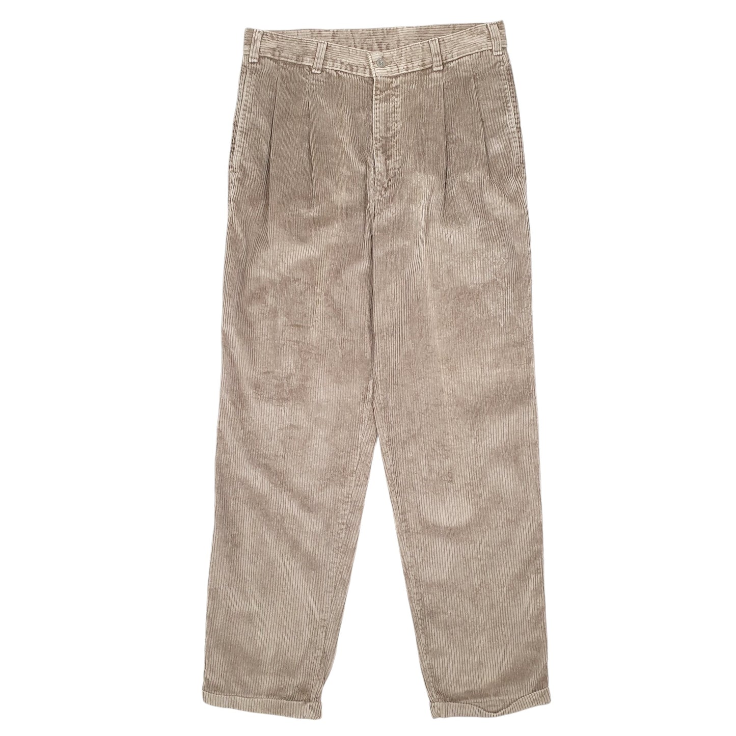 Mens Beige Dockers Vintage Double Pleated Made In USA Corduroy Trousers