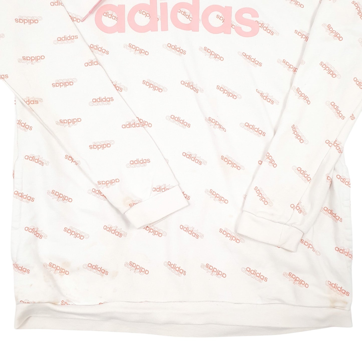 Mens White Adidas Spellout Hoodie Jumper