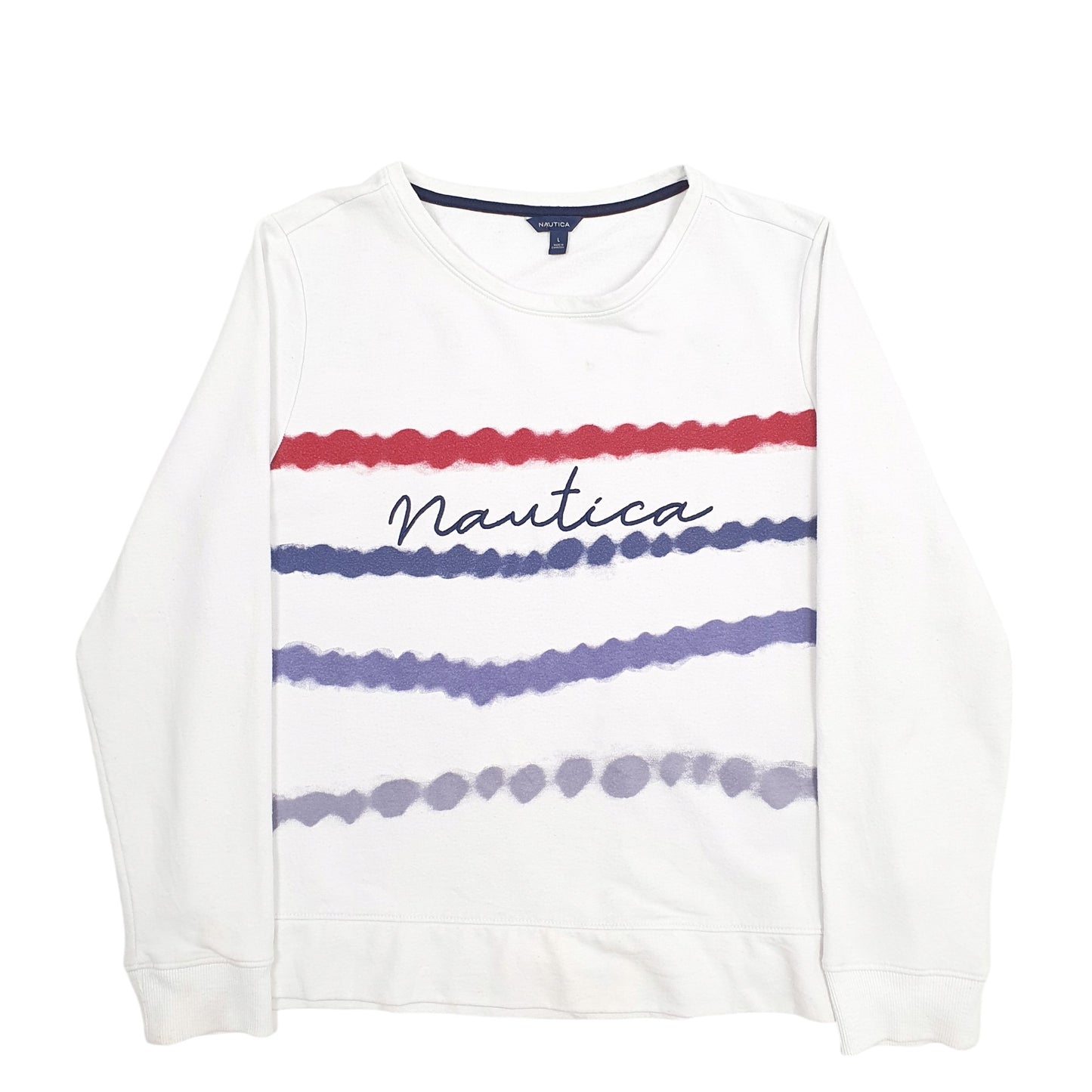 Womens White Nautica Spellout Crewneck Jumper