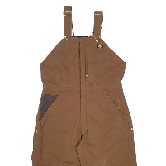 Mens Brown Dickies Fits L Denim Overalls Bib Quilted Insulated Winter Dungaree Trousers