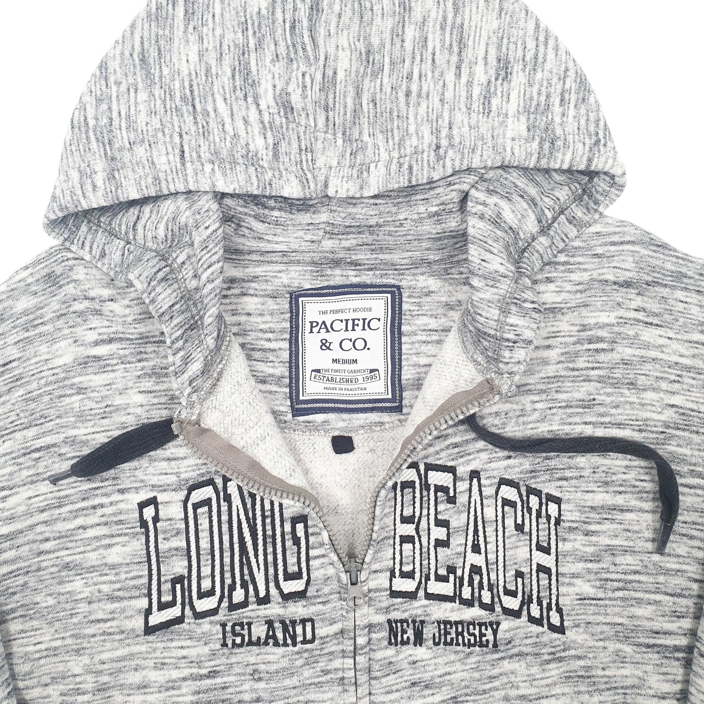 Mens Grey Pacific & Co Long Beach Island New Jersey Full Zip Jumper