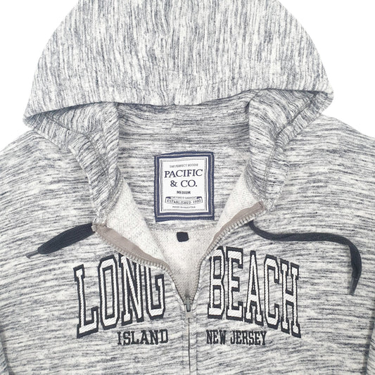 Mens Grey Pacific & Co Long Beach Island New Jersey Full Zip Jumper