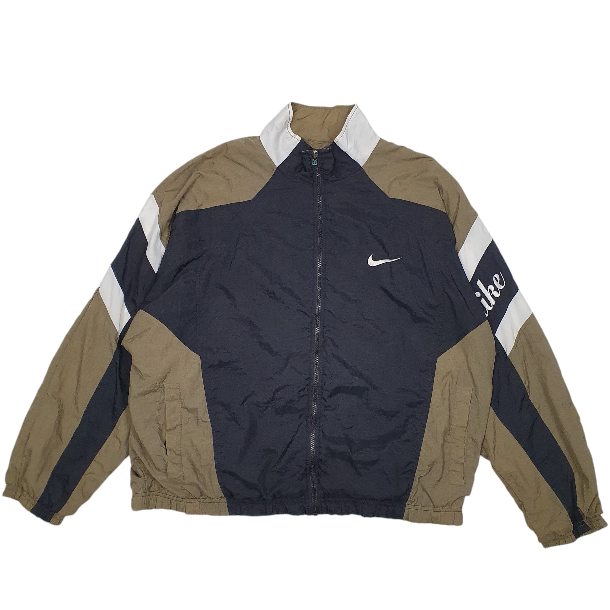 Mens Black Nike Vintage 80s 90s Shell Suit Top  Coat