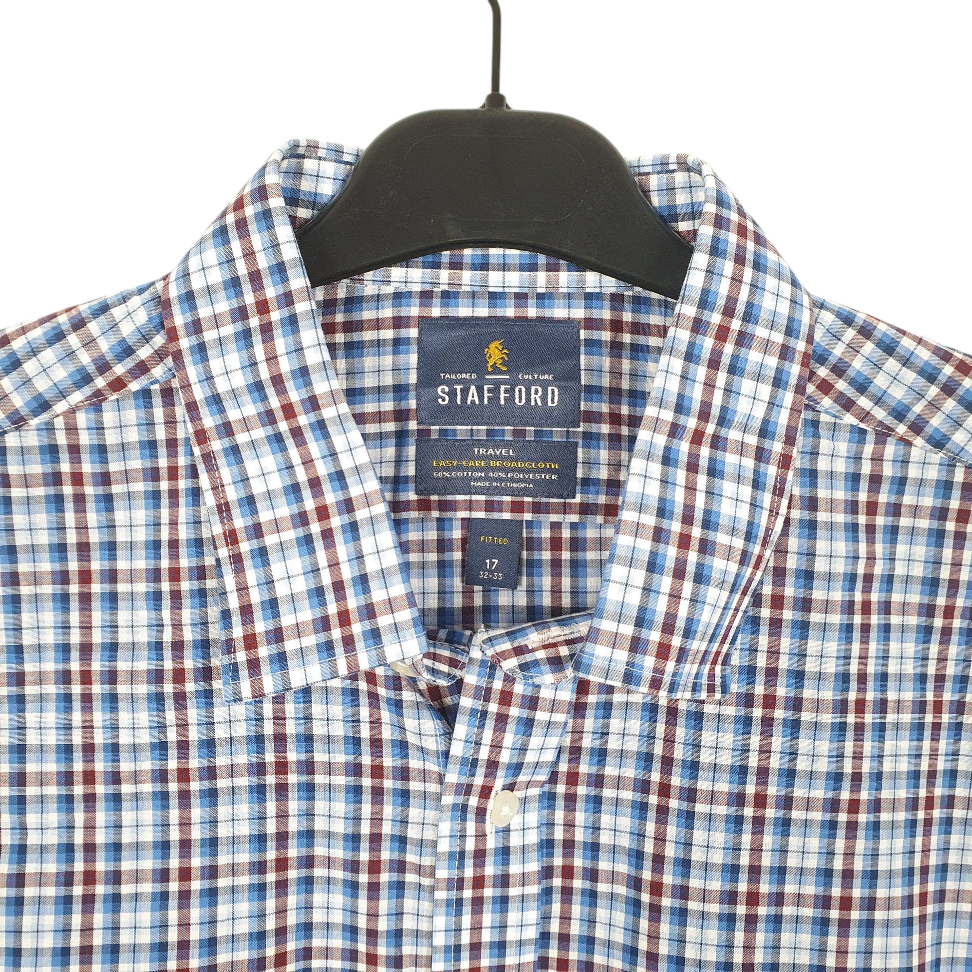 stafford mens fitted dress shirts Amazon.com: Stafford Regular Travel Oxford Mens Button Down Collar Long Sleeve Wrinkle Free Stretch Dress Shirt (Blue Garden, 15.5/32-33) : Clothing, Shoes & Jewelry