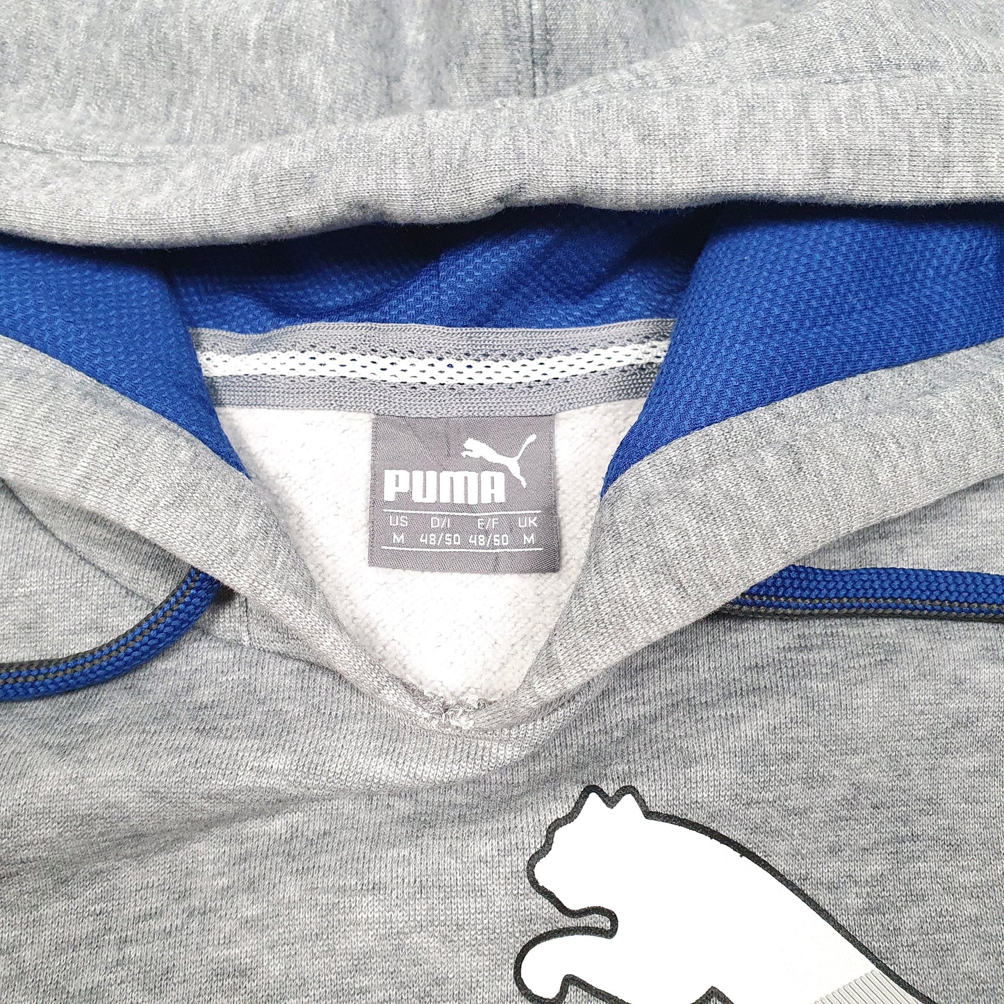 Mens Grey Puma Spellout Hoodie Jumper