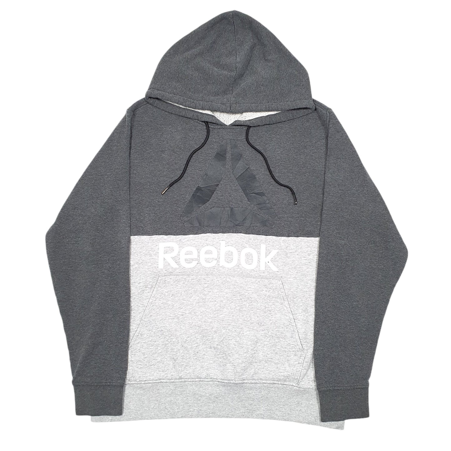 Mens Grey Reebok Spellout Hoodie Jumper