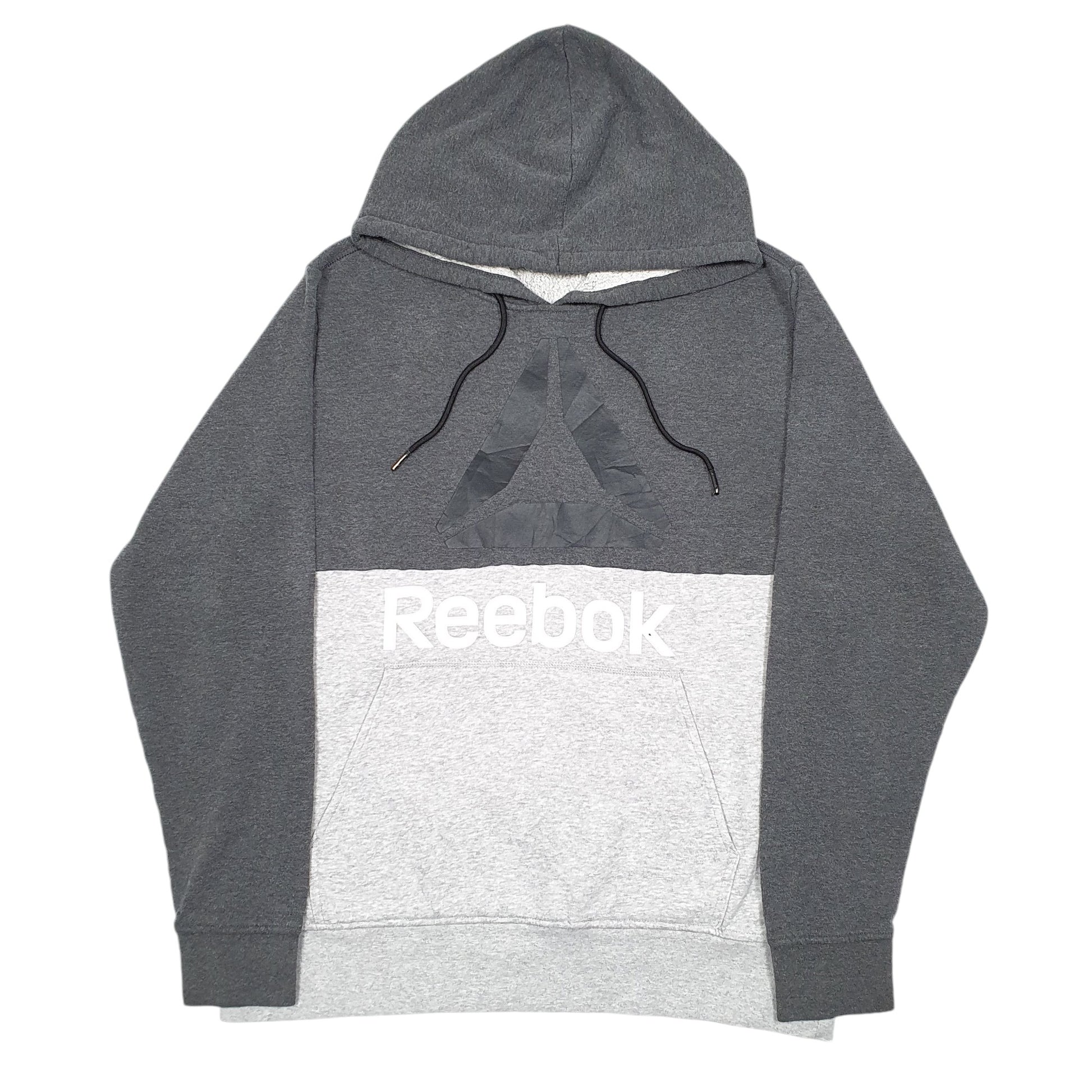 Mens Grey Reebok Spellout Hoodie Jumper