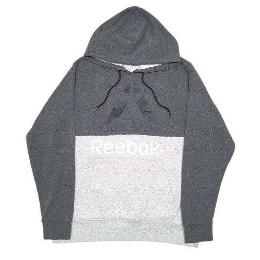 Mens Grey Reebok Spellout Hoodie Jumper