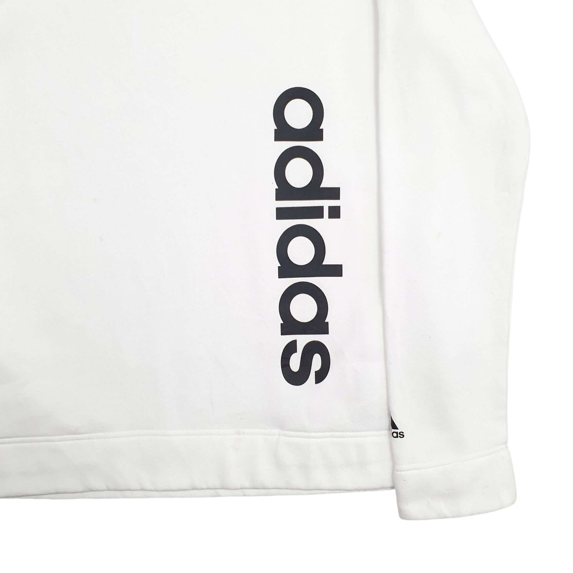 Mens White Adidas Spellout Hoodie Jumper