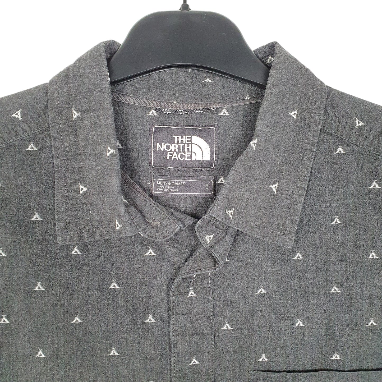 Mens Grey The North Face Teepee Tent Camping Short Sleeve Shirt