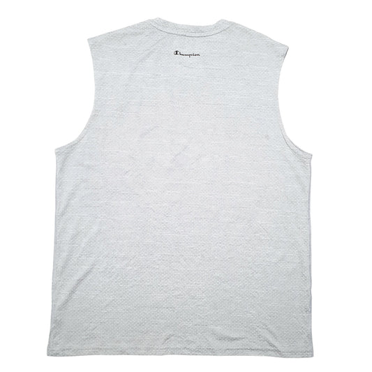Mens Grey Champion Sleeveless Vest Active Workout Gym Short Sleeve T Shirt