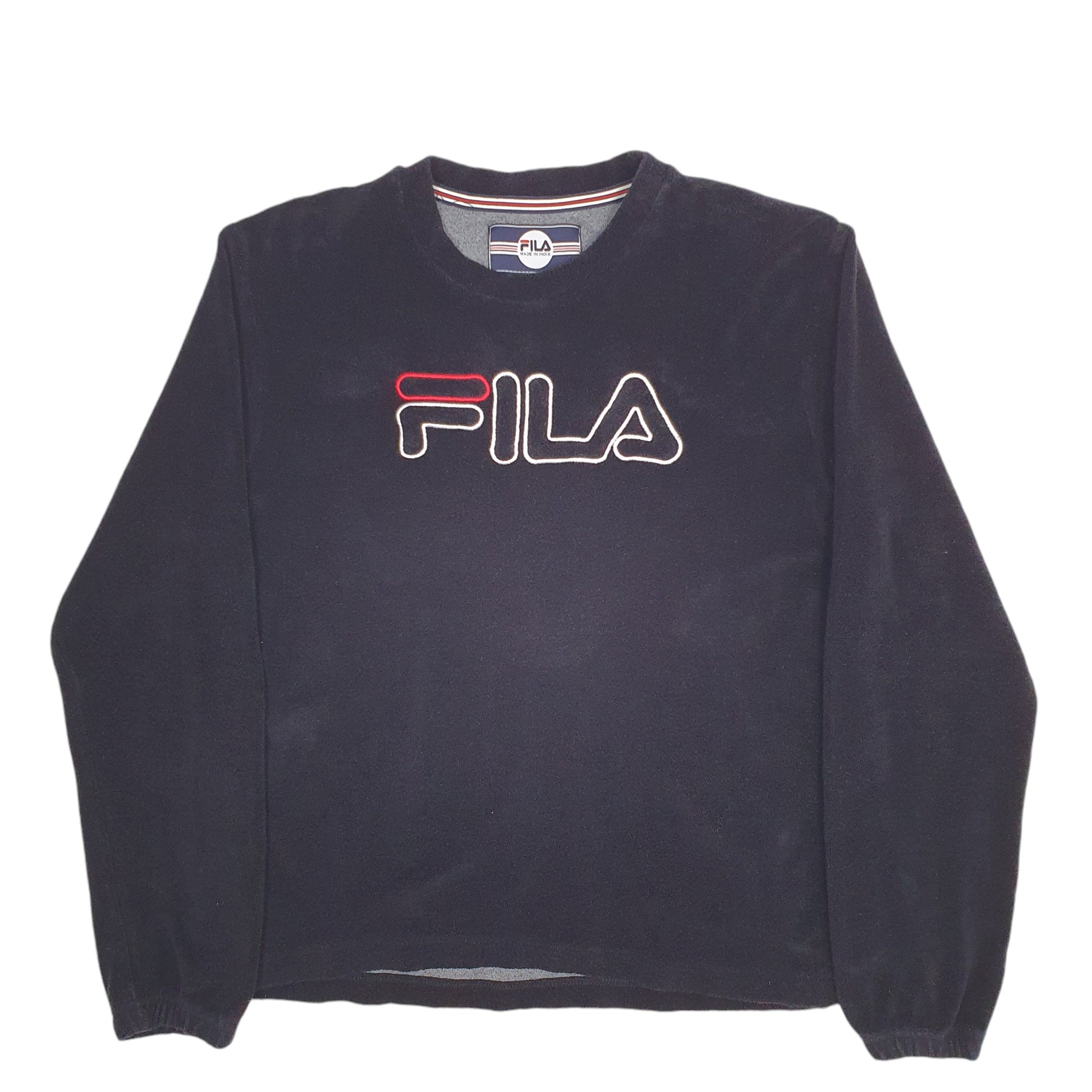 Womens Black Fila Spellout Crewneck Jumper
