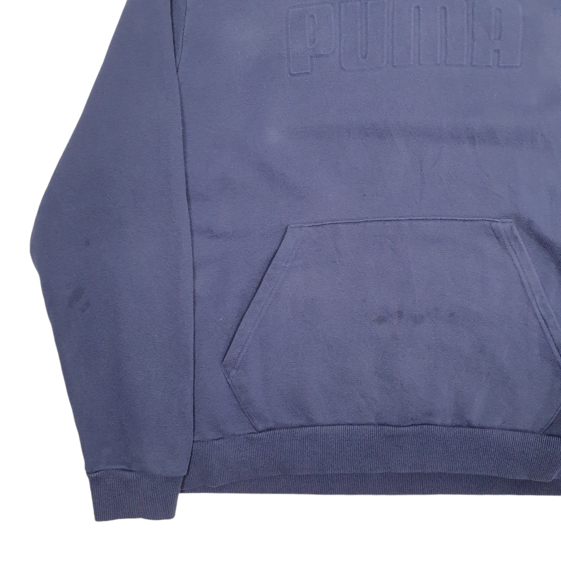 Mens Navy Puma Spellout Hoodie Jumper