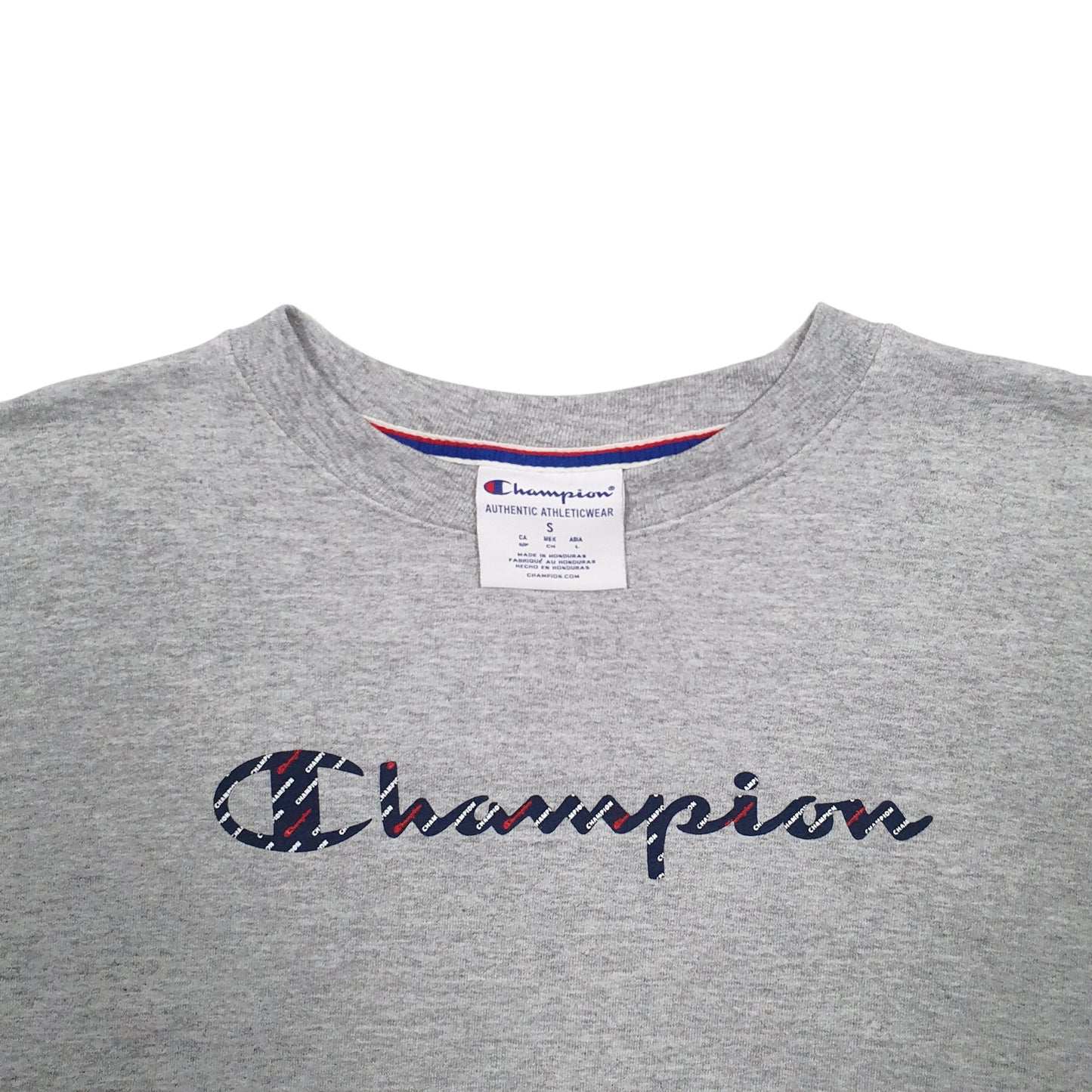 Womens Grey Champion Spellout Crewneck Jumper