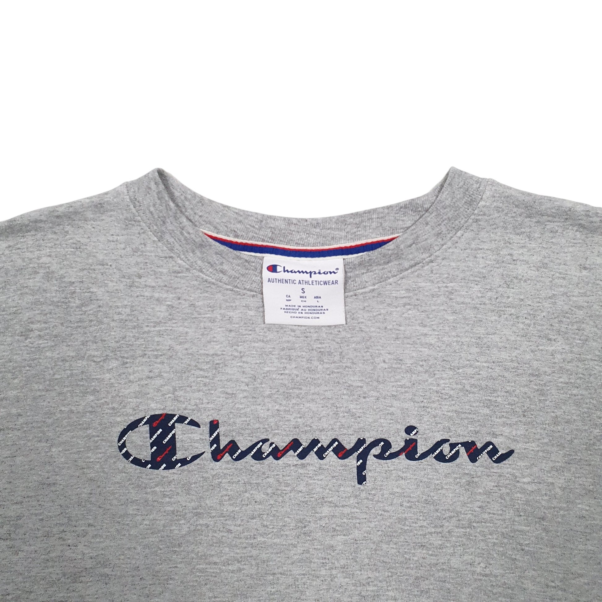 Womens Grey Champion Spellout Crewneck Jumper
