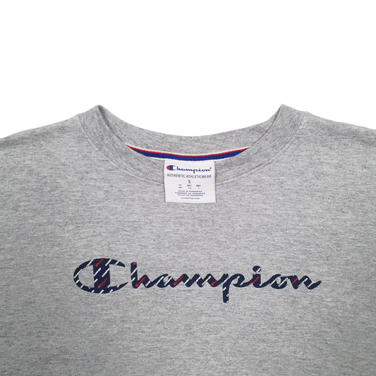 Womens Grey Champion Spellout Crewneck Jumper